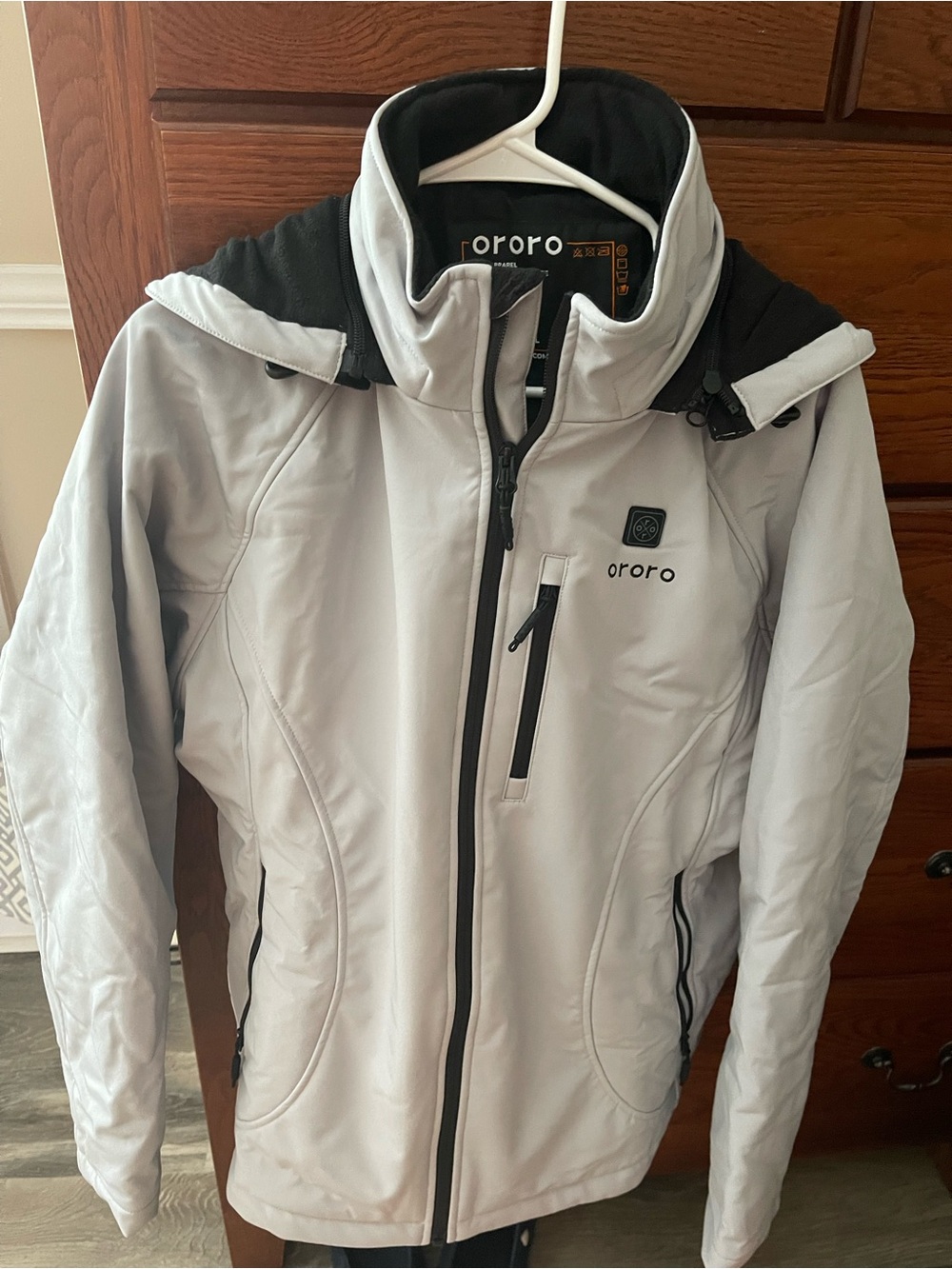 Ororo Women's Light Gray Ski Jacket with Black Trim